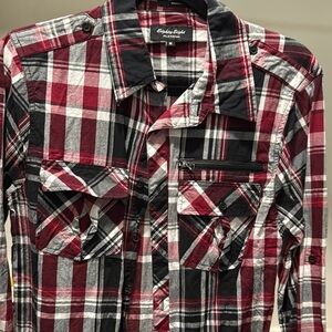 Stylish Red Plaid Men's Shirt by American Eagle Outfitters